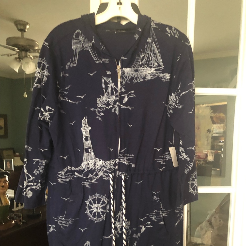 Princess Cruises nautical drawstring waist dress. Front zip